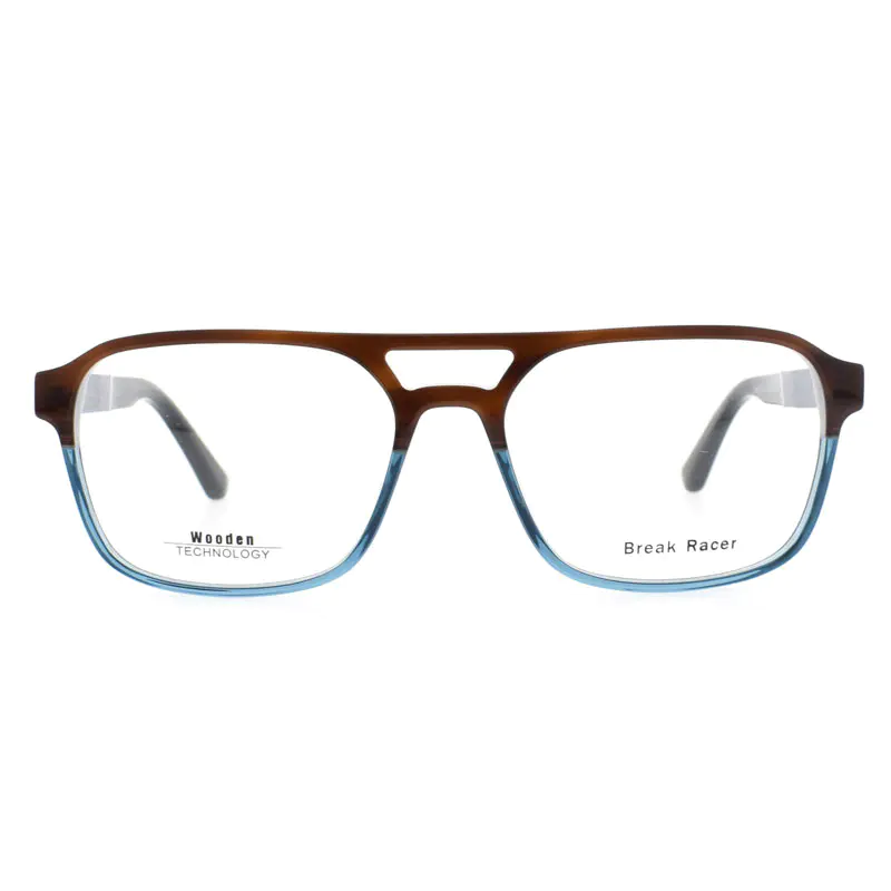 Montatura in eco acetato con aste in legno